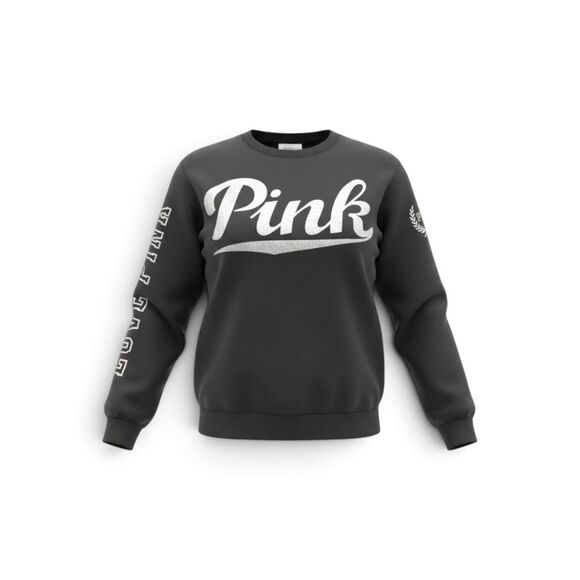 Victoria's Secret Tops - Victoria's Secret PINK Black Sweatshirt with Silver Lettering sz S